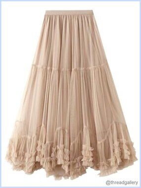 Women's Maxi Tulle Skirt Layered Mesh Tiered A-Line Fairy Tutu Skirt